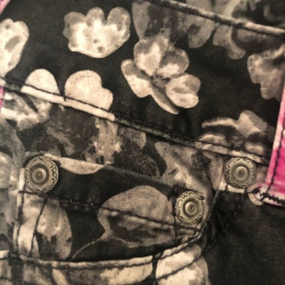 Candie's gray/pink floral skinny jeans sz 5 (juniors') - Picture 5 of 8